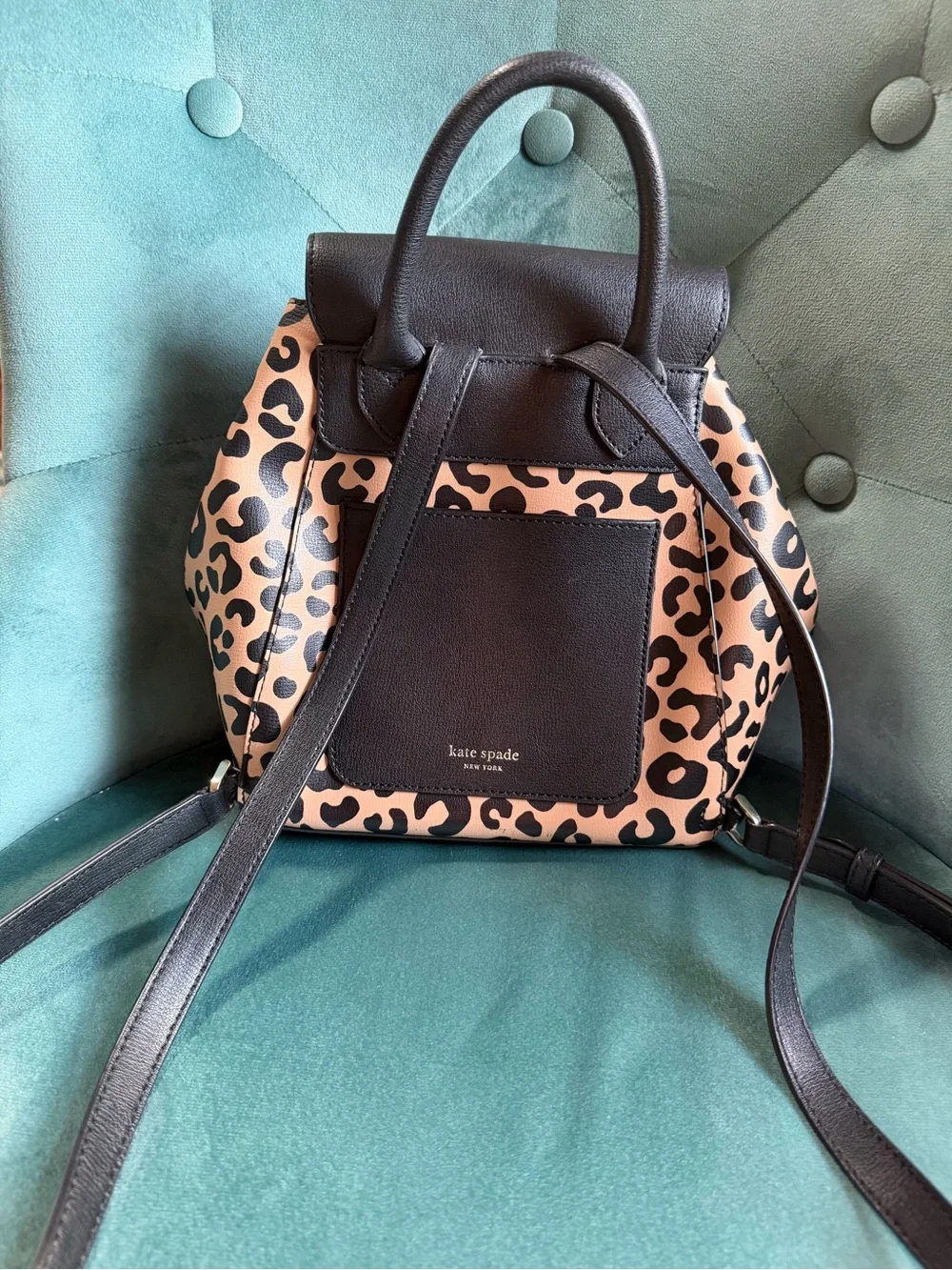 kate spade Leopard Print Backpack with Black Flap